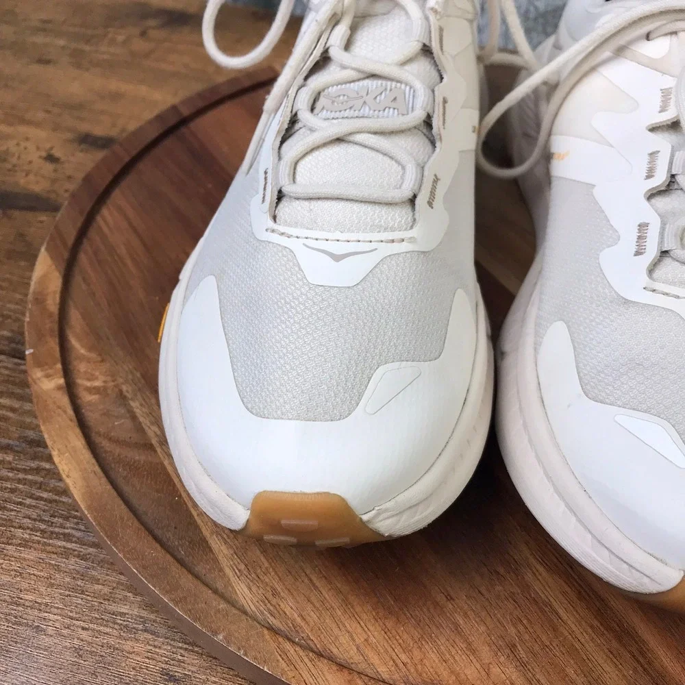 Hoka Transport Sneakers Women 8B Eggnog Gull White Vibram Cordura Walking Shoes